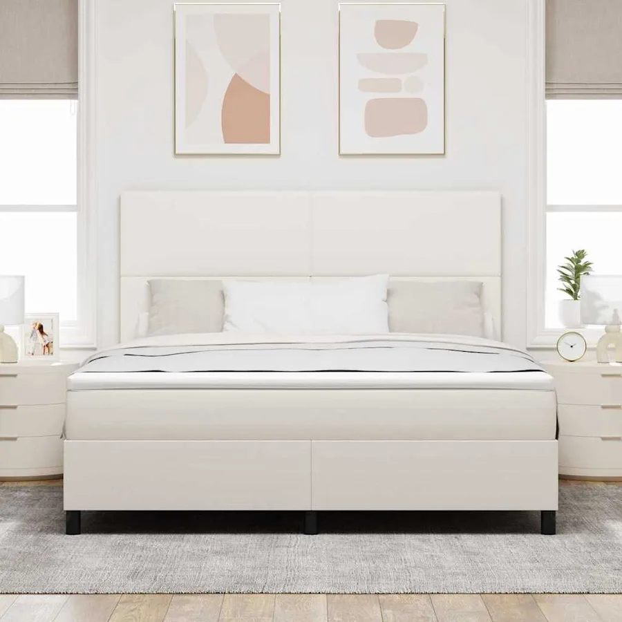 Lit à ressort LED avec tête de lit Crème et Blanc 180 x 200 cm - 4