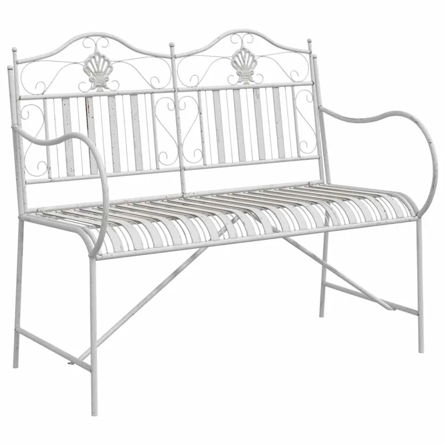 Banc de jardin Blanc antique 103,5 x 59 x 89 cm Acier - 2