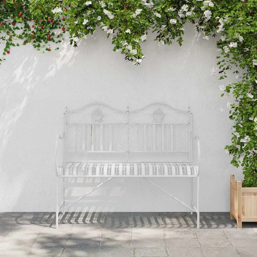 Banc de jardin Blanc antique 103,5 x 59 x 89 cm Acier - 3
