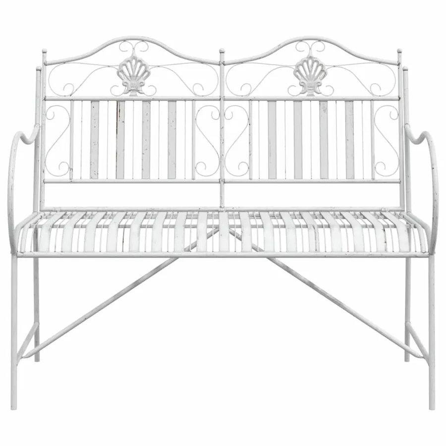Banc de jardin Blanc antique 103,5 x 59 x 89 cm Acier - 4
