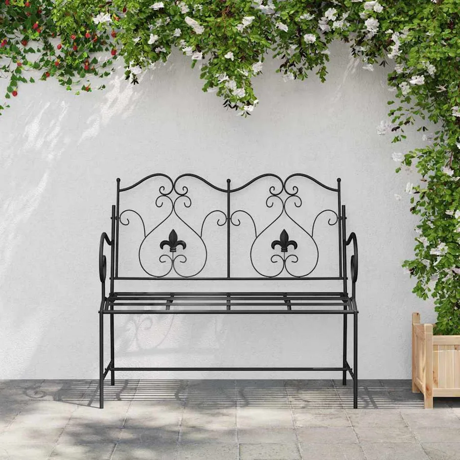 Banc de jardin Noir 104 x 54 x 93 cm Acier - 3