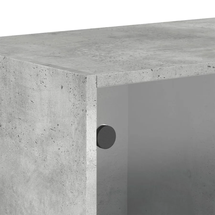 Armoires murales et portes vitrées 2pcs gris béton 68,5x37x35cm - 10
