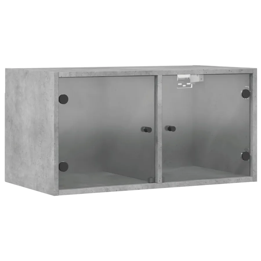 Armoires murales et portes vitrées 2pcs gris béton 68,5x37x35cm - 6