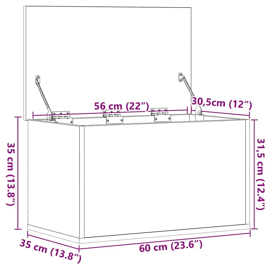 Boîte de Rangement Chêne artisanal 60 x 35 x 35 cm - 13