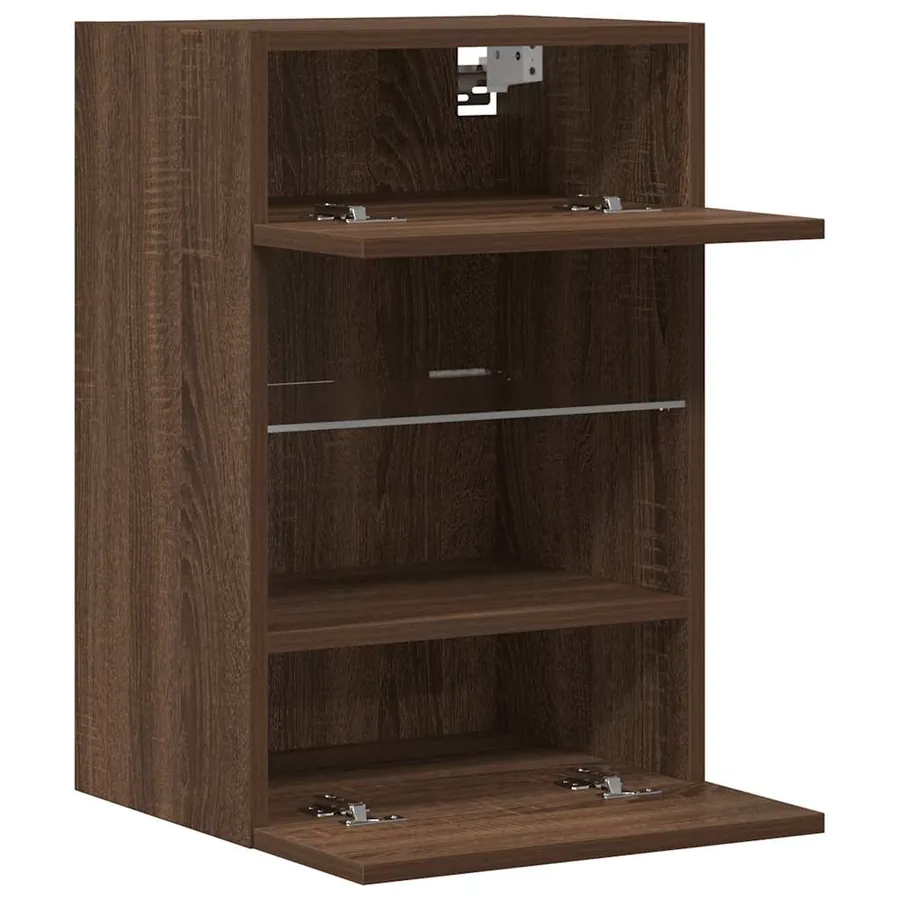 Meubles muraux avec lumières LED pour TV 2 pcs chêne marron 40x30x60,5 cm - 7