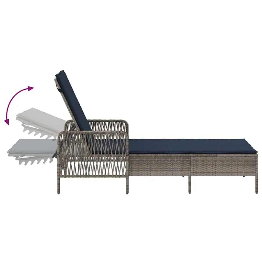 Transat 3 pcs Gris et bleu marine 200 x 55 x 92 cm polyrotin - 11