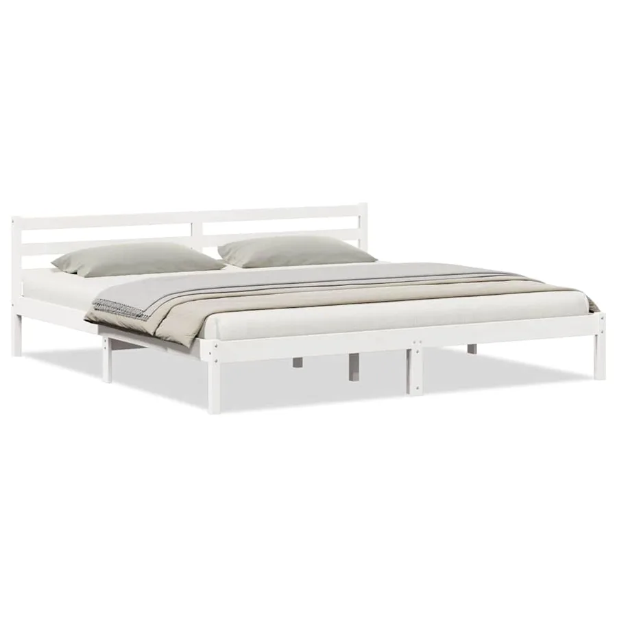 Cadre de lit Blanc 225,5 x 205,5 x 69,5 cm Bois de Pin Massif - 3