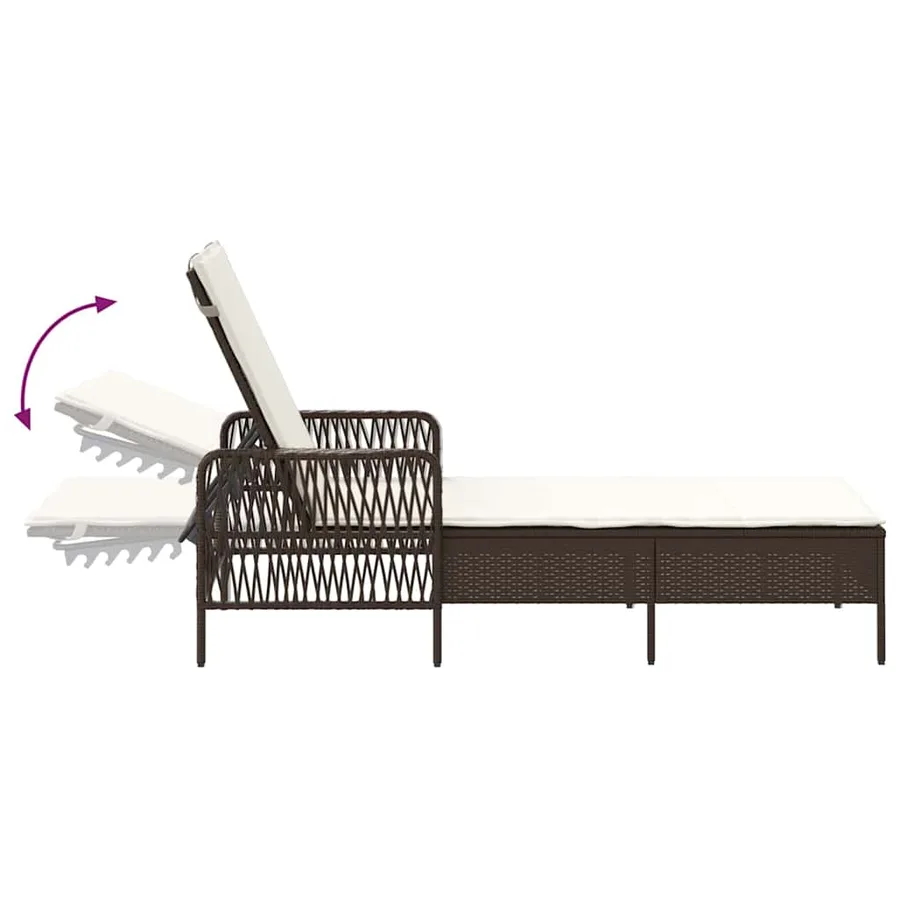 Transat 3 pcs Marron et crème blanche 200 x 55 x 92 cm - 11