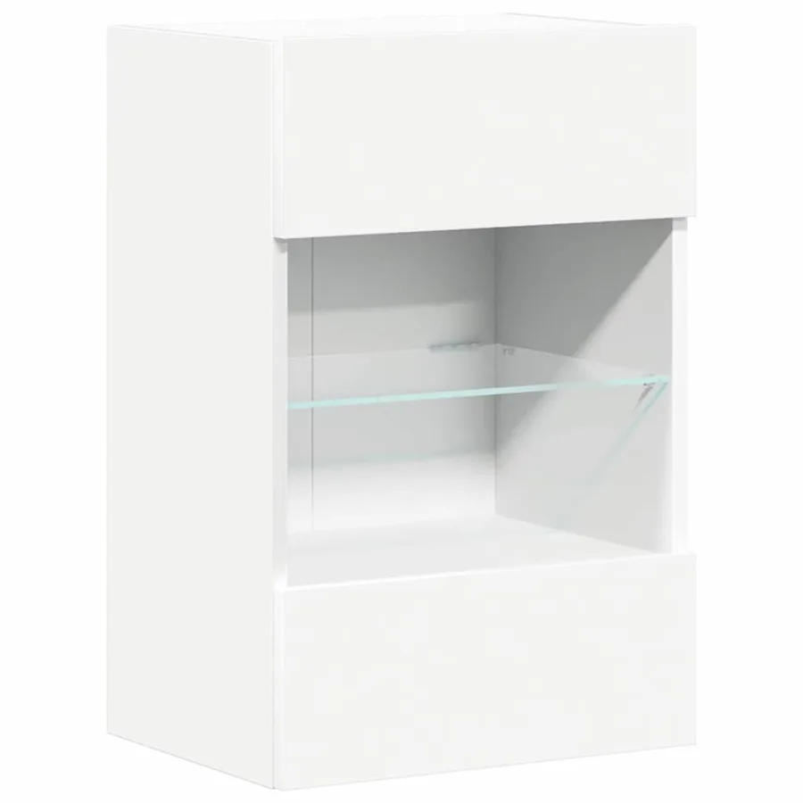 Meubles muraux avec lumières LED pour TV 2 pcs blanc 40x30x60,5 cm - 6