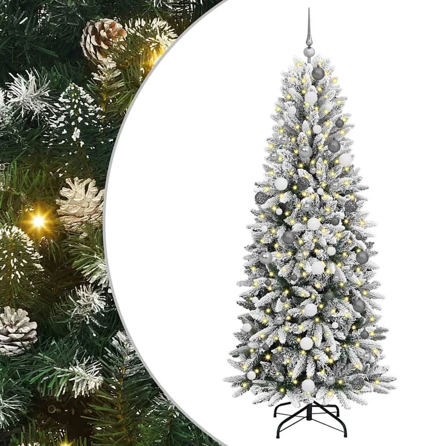 Sapin de Noël artificiel avec 300 LED avec support Blanc 210 cm - 2
