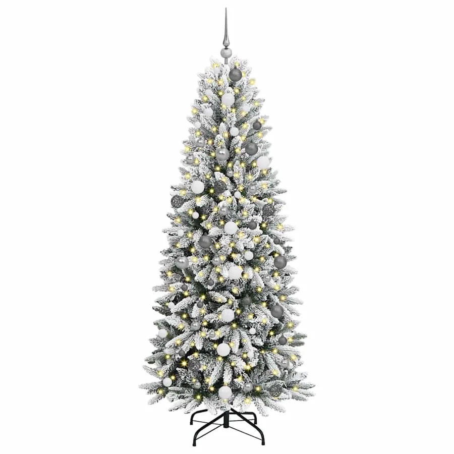 Sapin de Noël artificiel avec 300 LED avec support Blanc 210 cm - 4