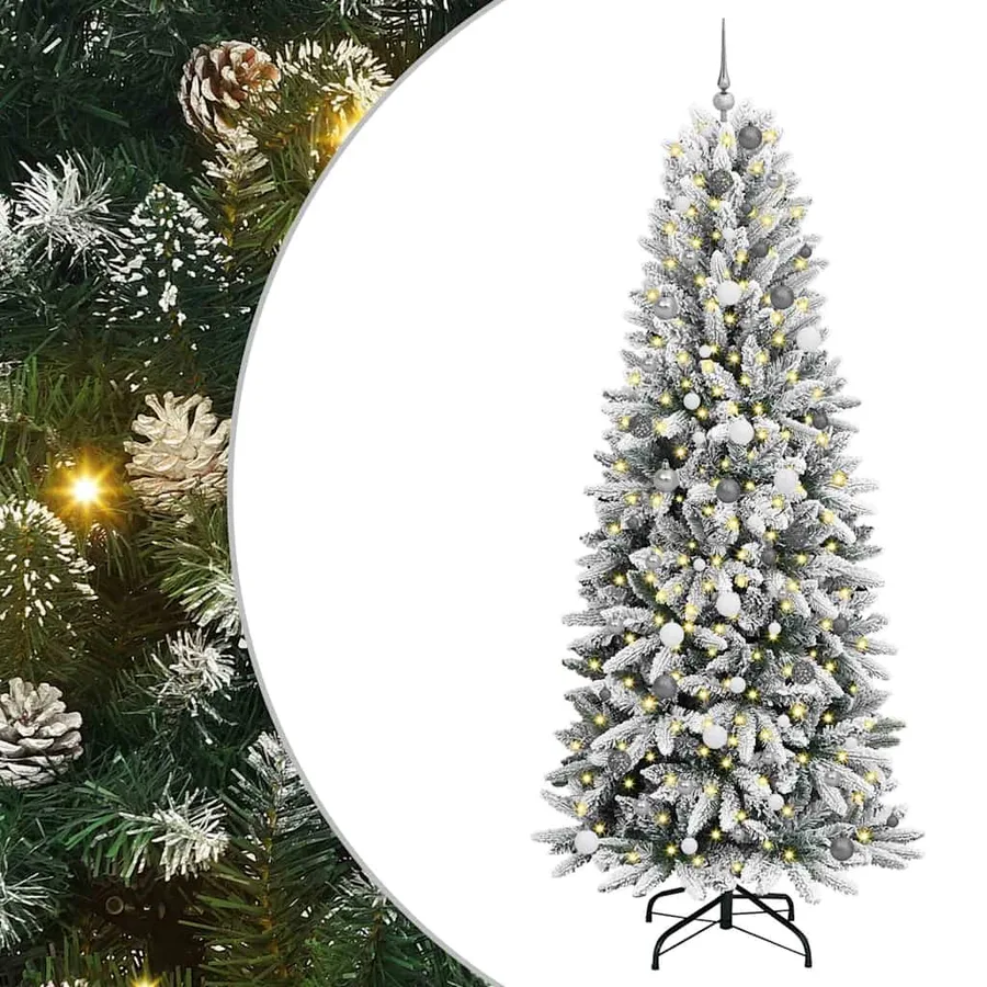 Sapin de Noël artificiel avec 300 LED avec support Blanc 240 cm - 2