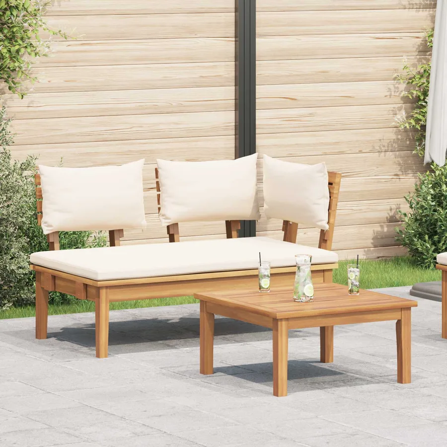 Ensemble banc et table de jardin 2 pcs Crème et marron
