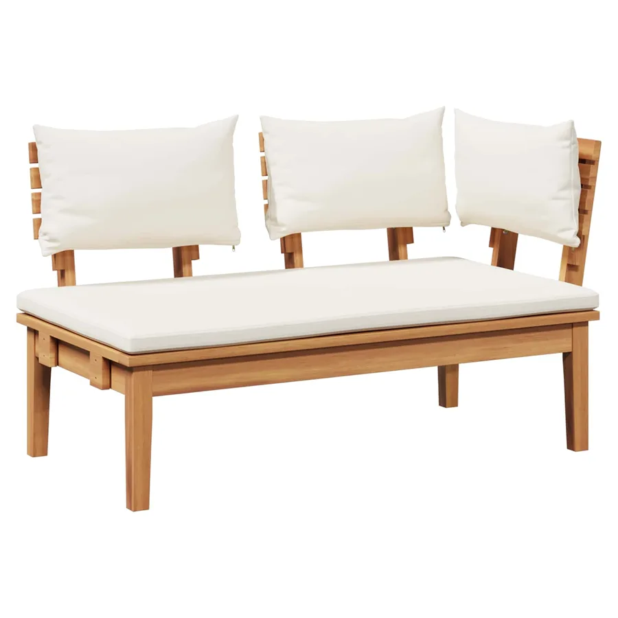 Ensemble banc et table de jardin 2 pcs Crème et marron - 5