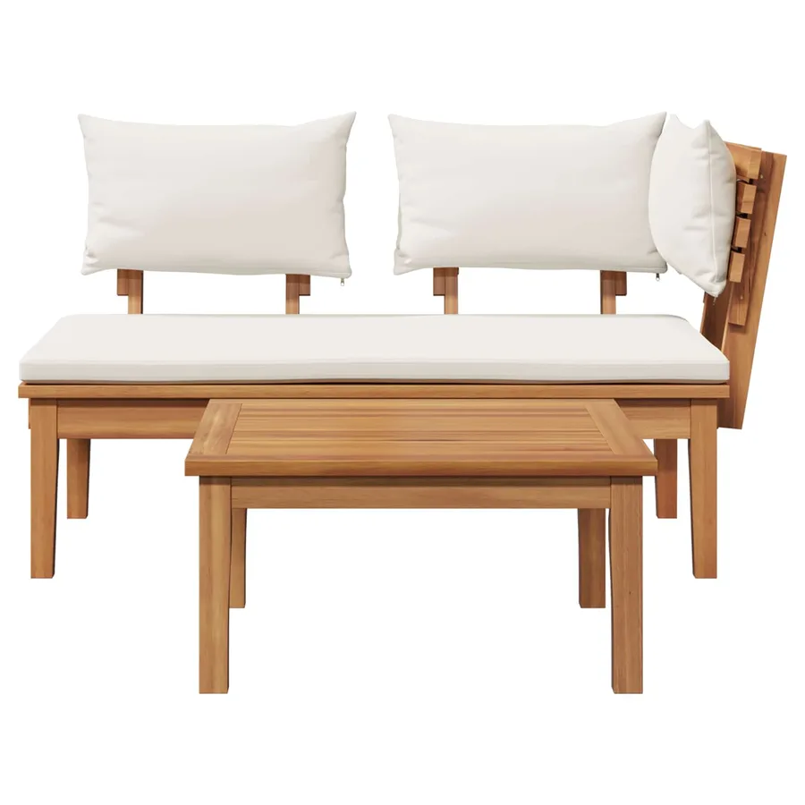 Ensemble banc et table de jardin 2 pcs Crème et marron - 7