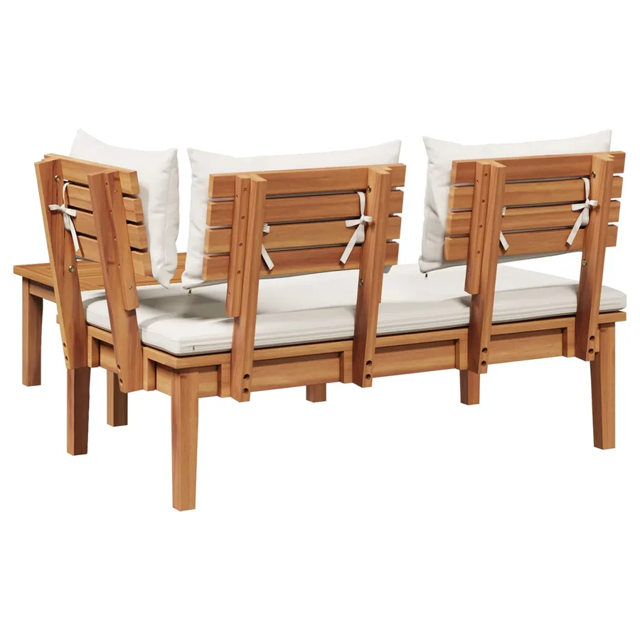 Ensemble banc et table de jardin 2 pcs Crème et marron - 9