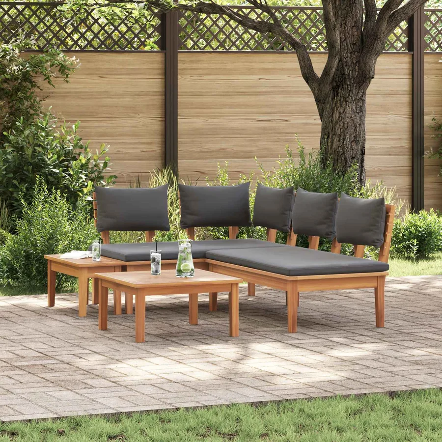 Ensemble de canapé de jardin 4 pcs Marron et gris