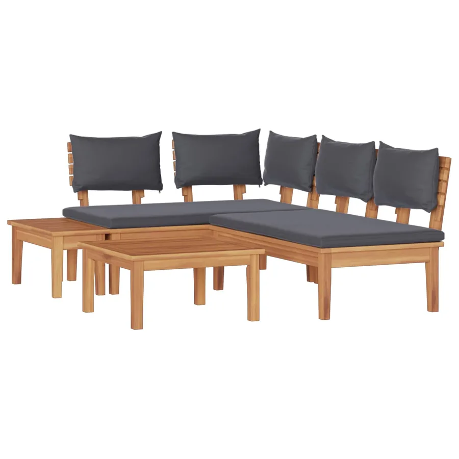 Ensemble de canapé de jardin 4 pcs Marron et gris - 2