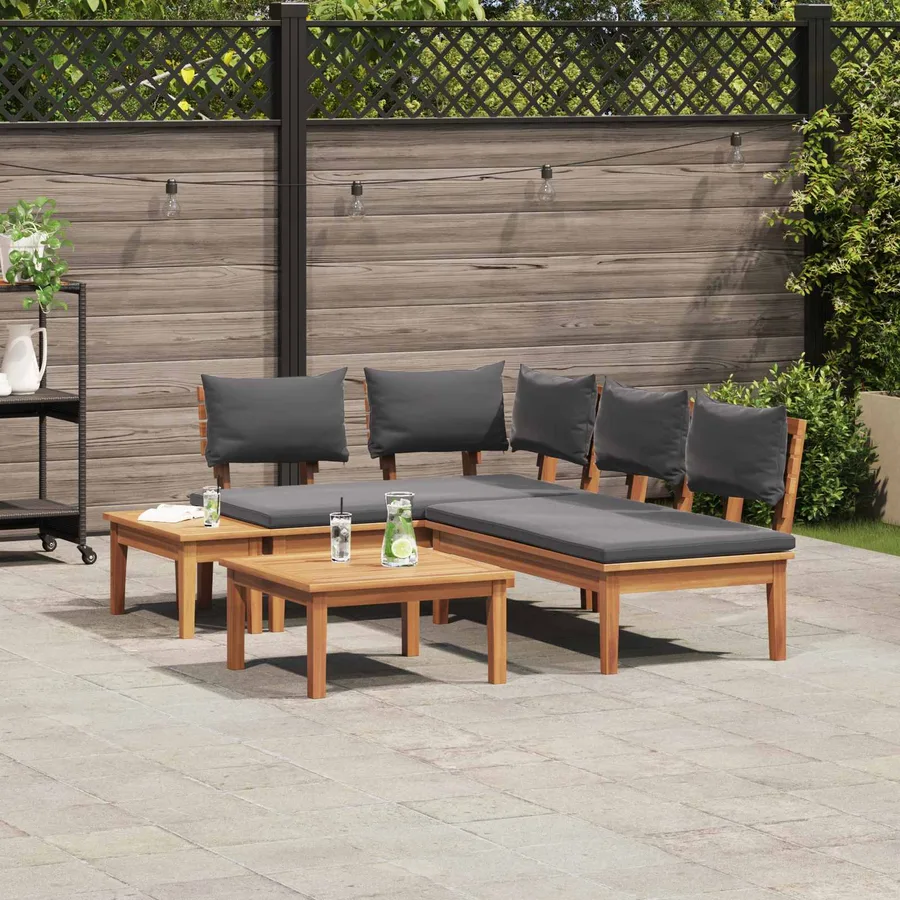 Ensemble de canapé de jardin 4 pcs Marron et gris - 4