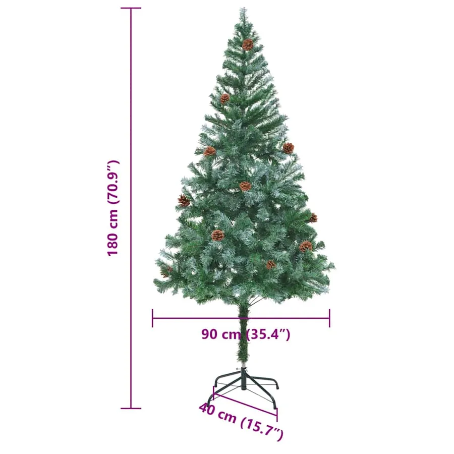 Sapin de Noël artificiel avec 300 LED Vert 180 cm PVC et Acier - 12