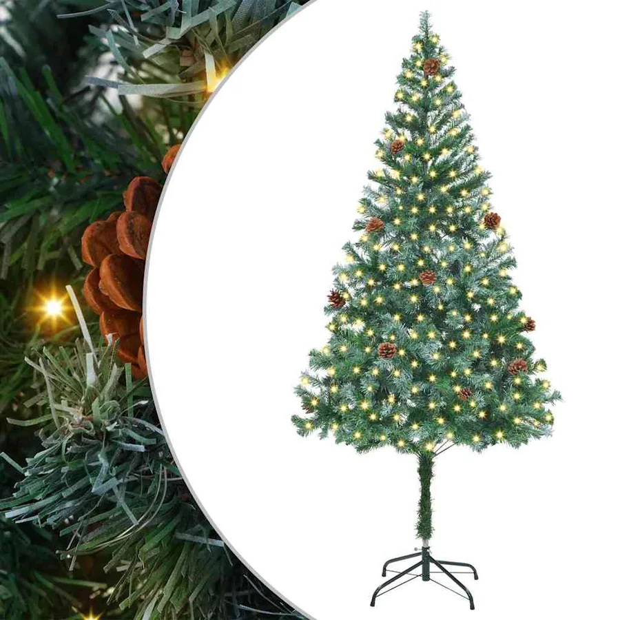 Sapin de Noël artificiel avec 300 LED Vert 180 cm PVC et Acier - 2