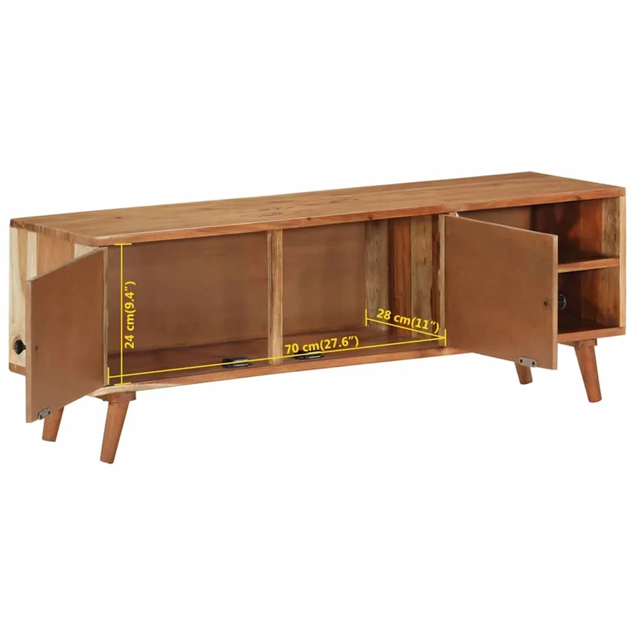 Meuble TV 112x30x40 cm bois d'acacia massif - 10