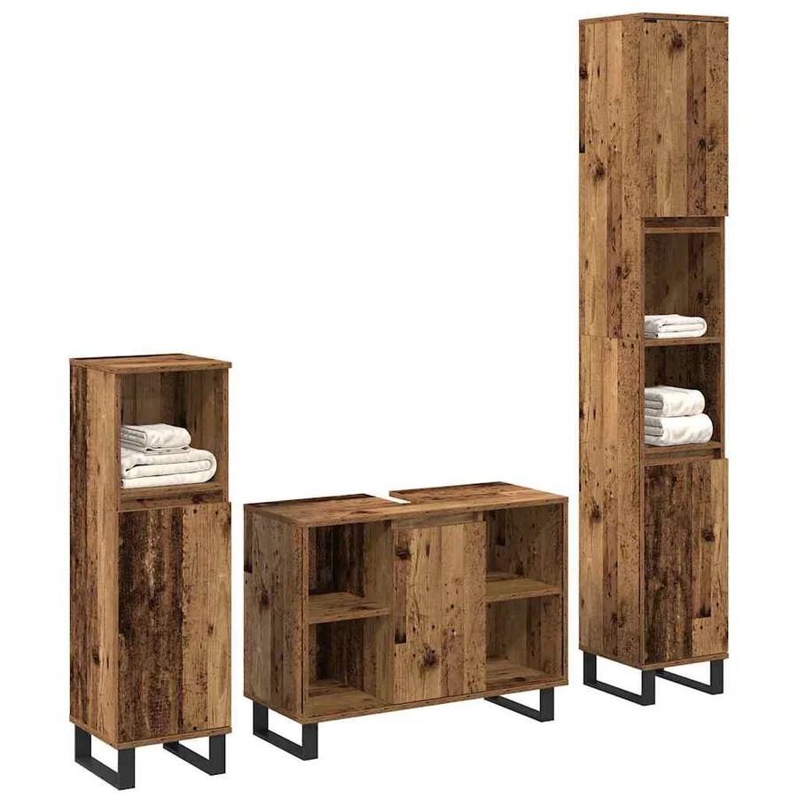Ensemble de mobilier de salle de bain avec étagère 3 pcs Marron - 2