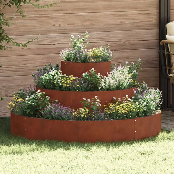 Cache-pot de jardin Rouillé 120 x 120 x 20 cm Acier patiné