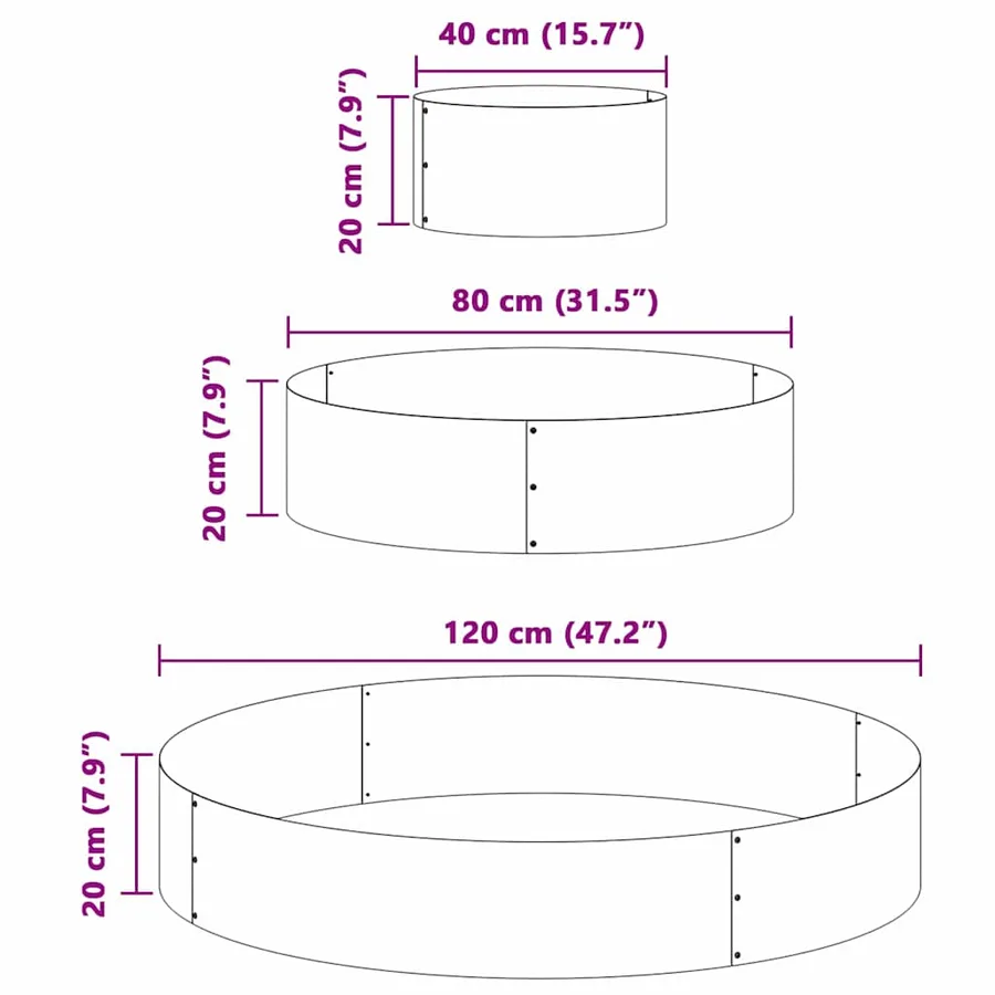 Cache-pot de jardin Blanc 120 x 120 x 20 cm - 11