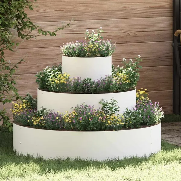 Cache-pot de jardin Blanc 90 x 90 x 20 cm Acier laminé à froid
