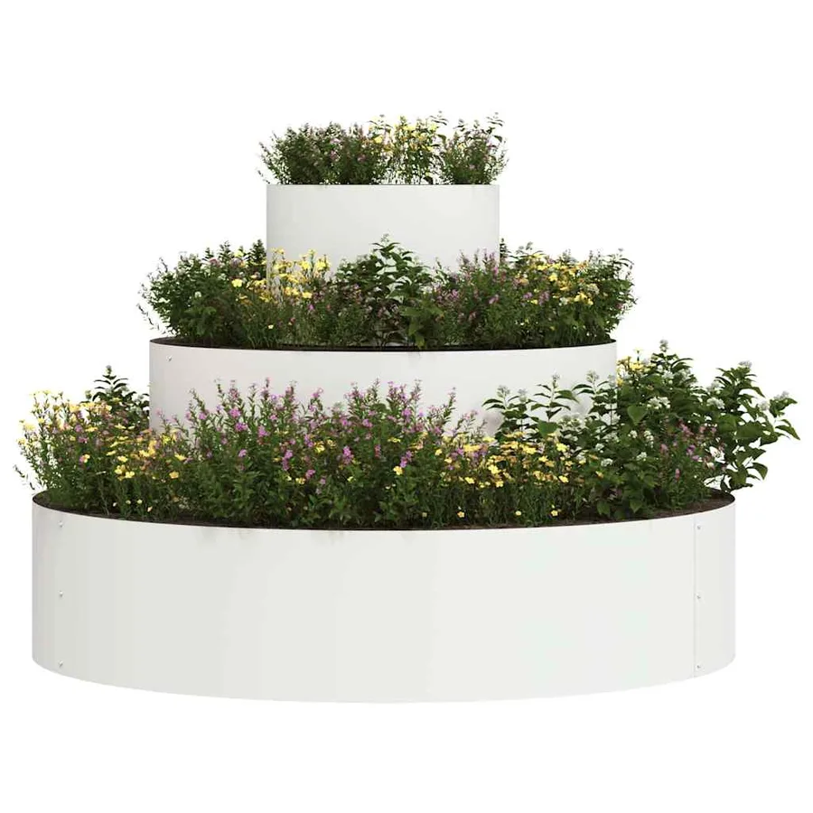 Cache-pot de jardin Blanc 90 x 90 x 20 cm Acier laminé à froid - 3