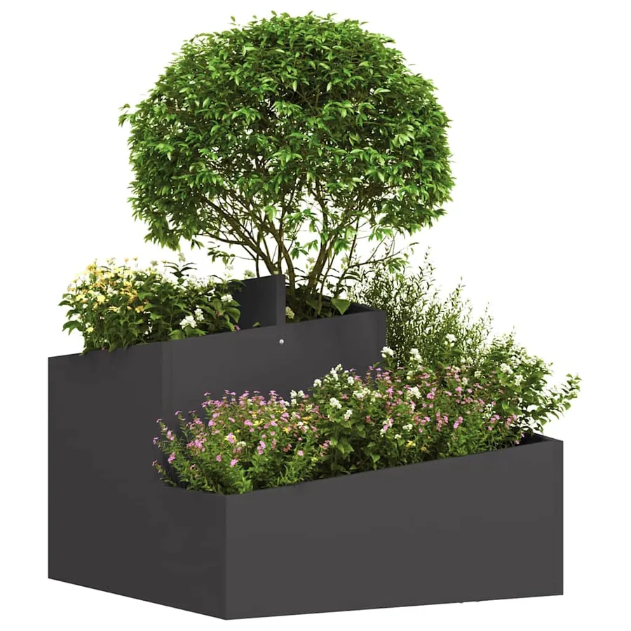 Cache-pot de jardin Noir 60 x 60 x 50 cm Acier laminé à froid - 3