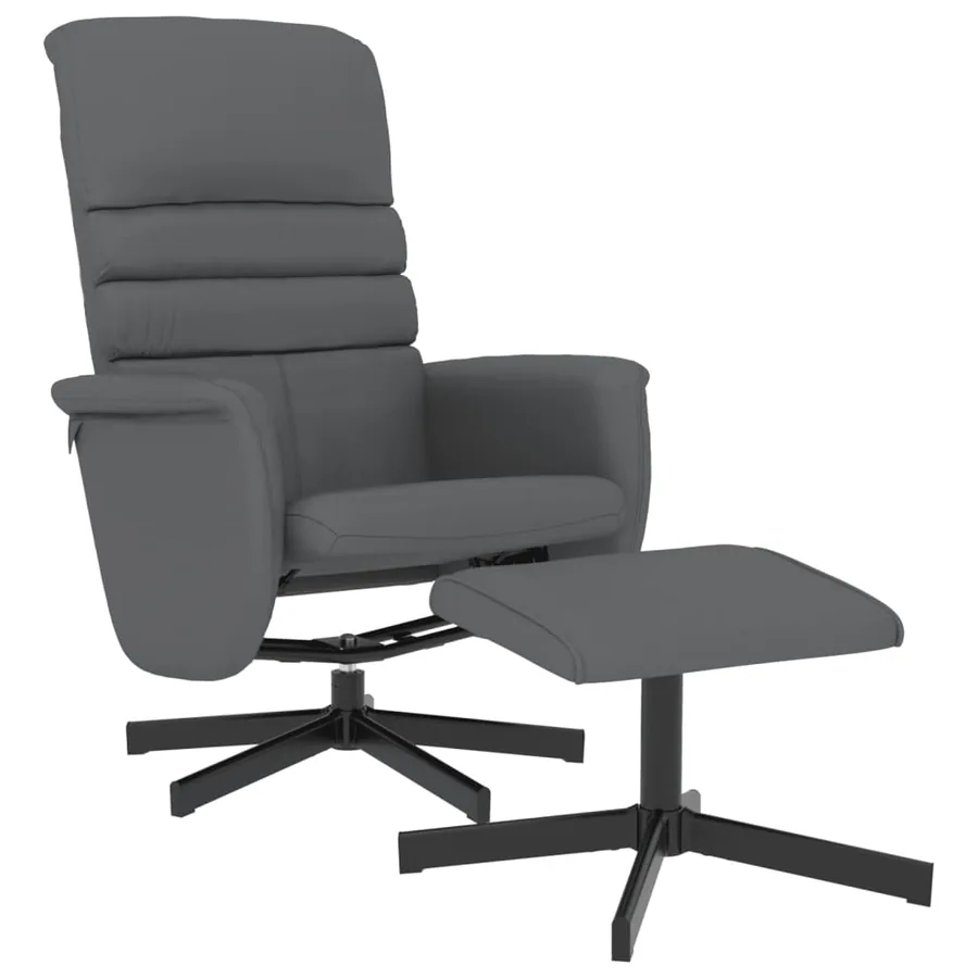 Fauteuil inclinable avec repose-pied gris similicuir - 2
