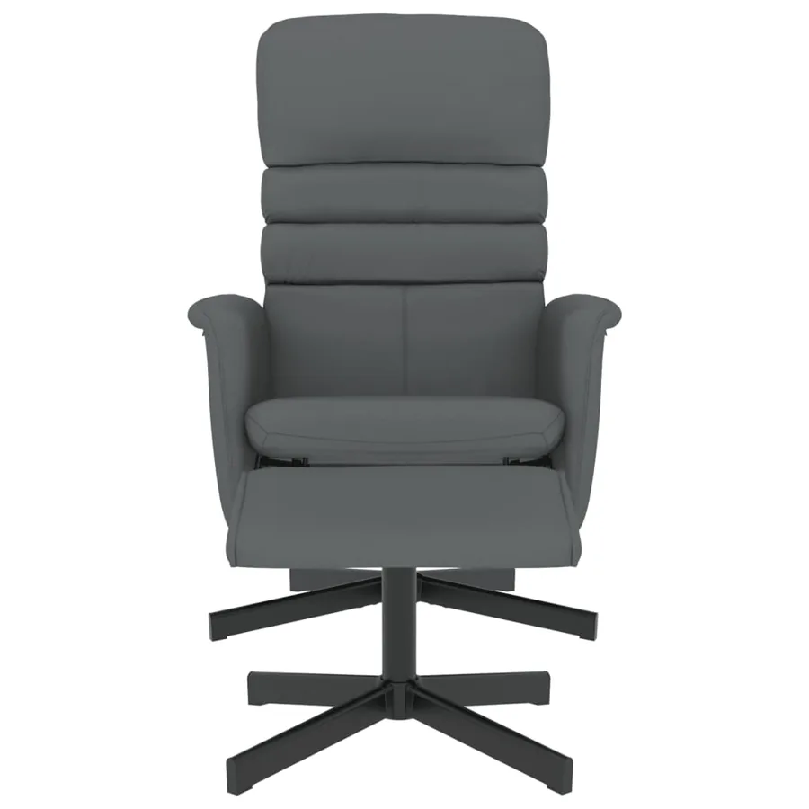 Fauteuil inclinable avec repose-pied gris similicuir - 3