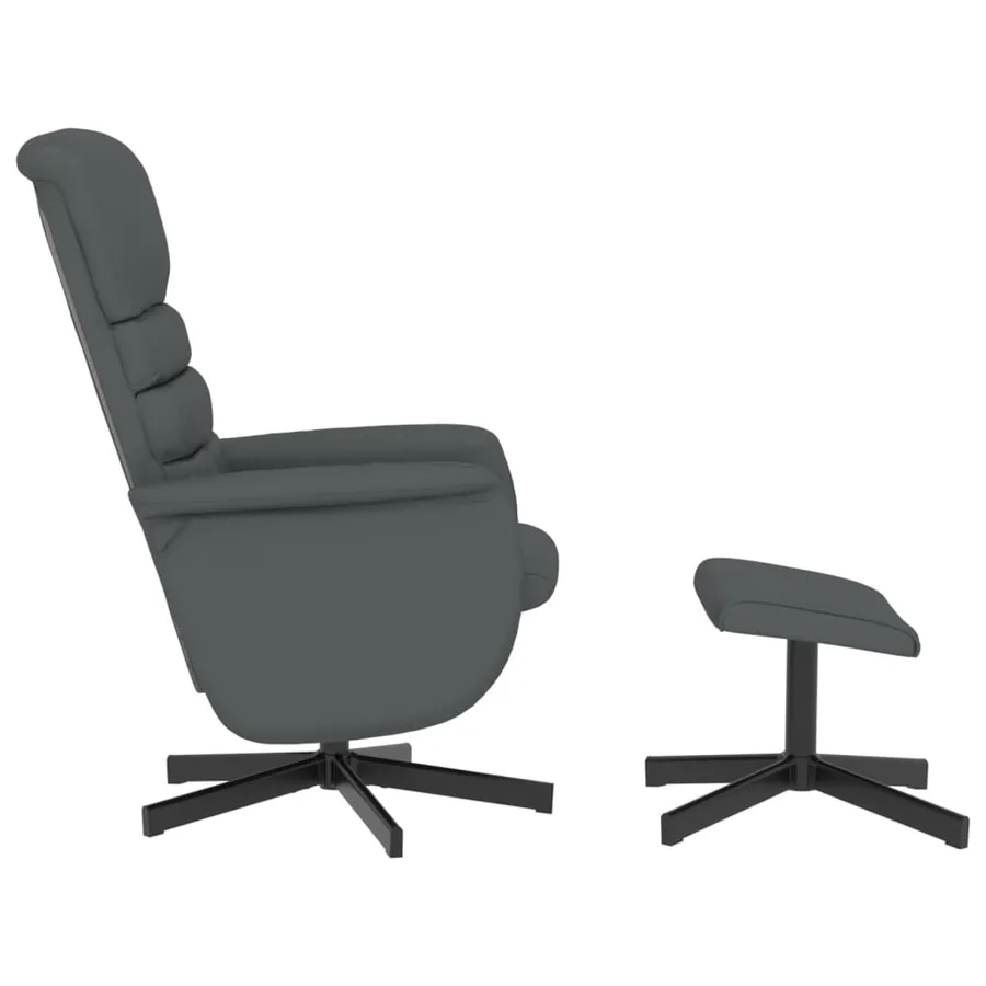 Fauteuil inclinable avec repose-pied gris similicuir - 4