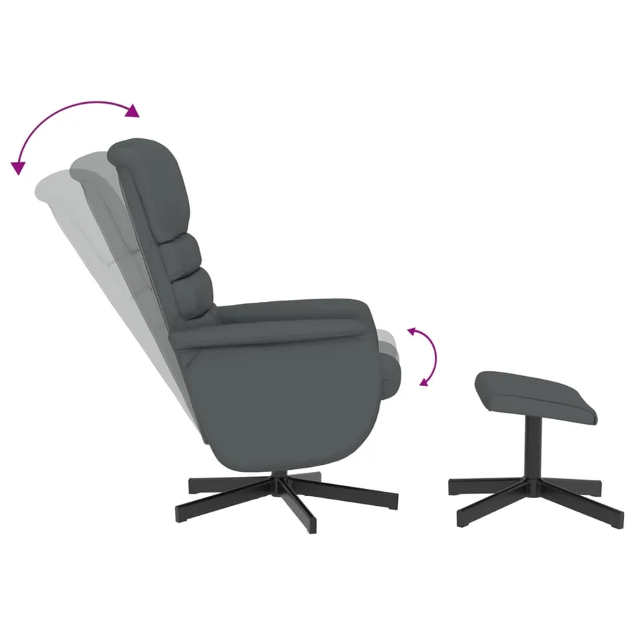 Fauteuil inclinable avec repose-pied gris similicuir - 7