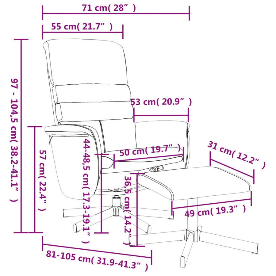 Fauteuil inclinable avec repose-pied gris similicuir - 9