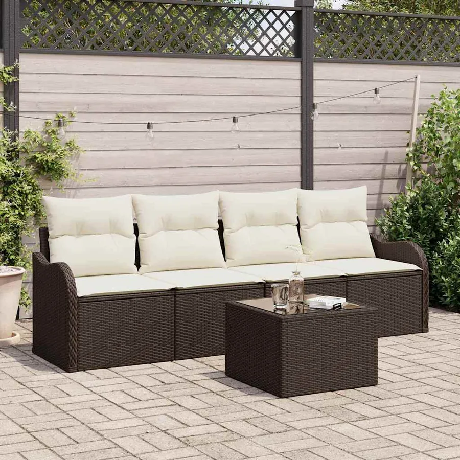 Ensemble de canapé de jardin Marron polyrotin