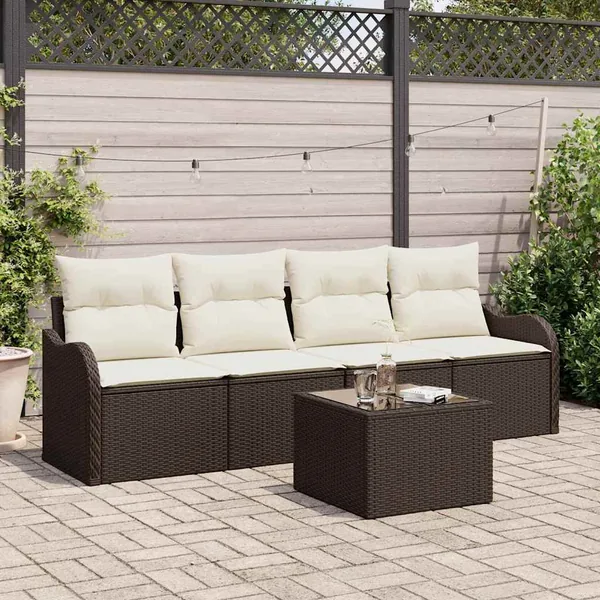 Ensemble de canapé de jardin Marron polyrotin