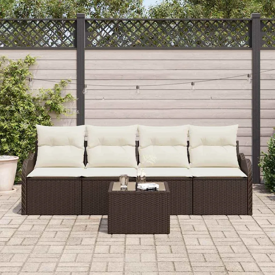 Ensemble de canapé de jardin Marron polyrotin - 3