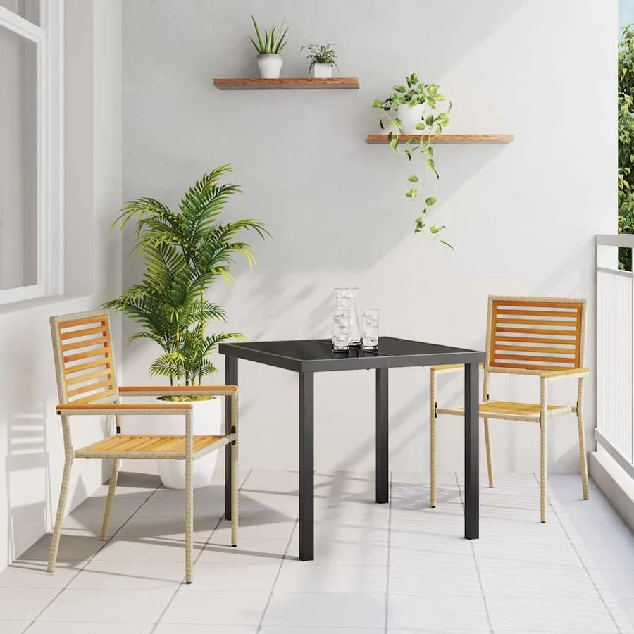 Chaises empilables de jardin 2 pcs Marron et beige