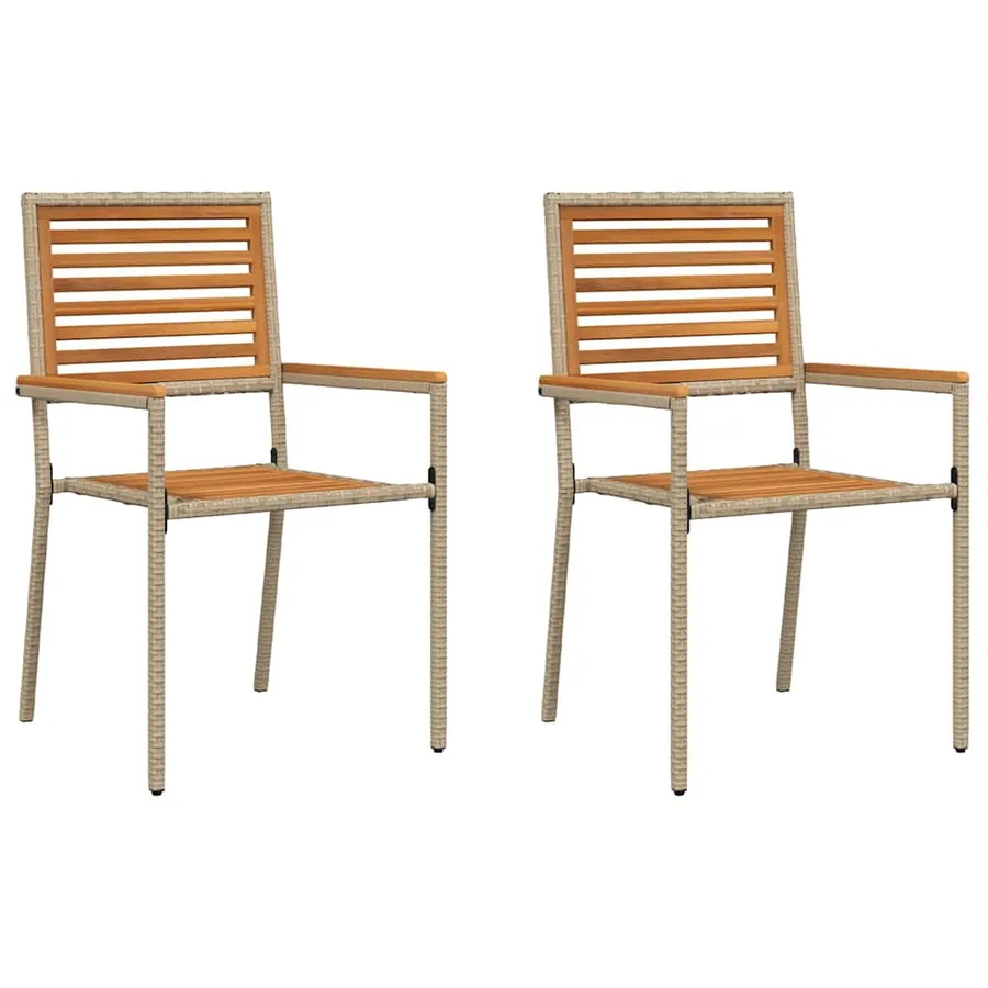 Chaises empilables de jardin 2 pcs Marron et beige - 2