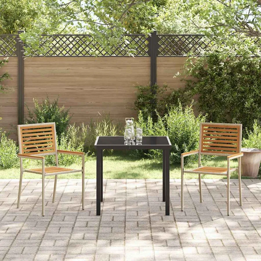 Chaises empilables de jardin 2 pcs Marron et beige - 3