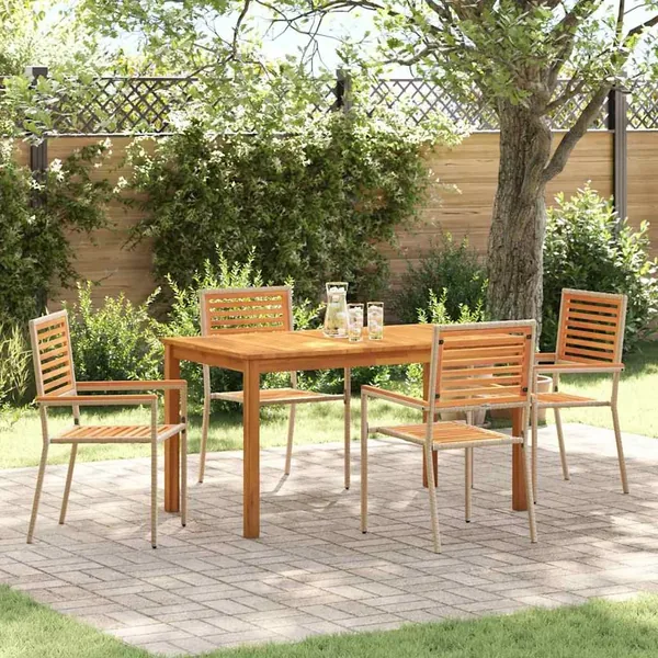 Ensemble de salle à manger pour jardin 5 pcs Beige