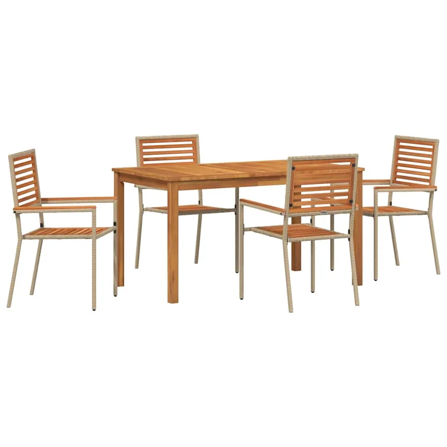 Ensemble de salle à manger pour jardin 5 pcs Beige - 2