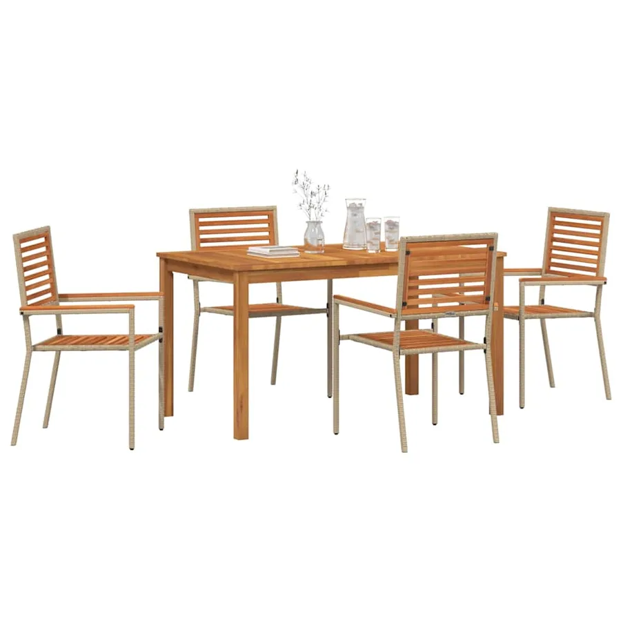 Ensemble de salle à manger pour jardin 5 pcs Beige - 3