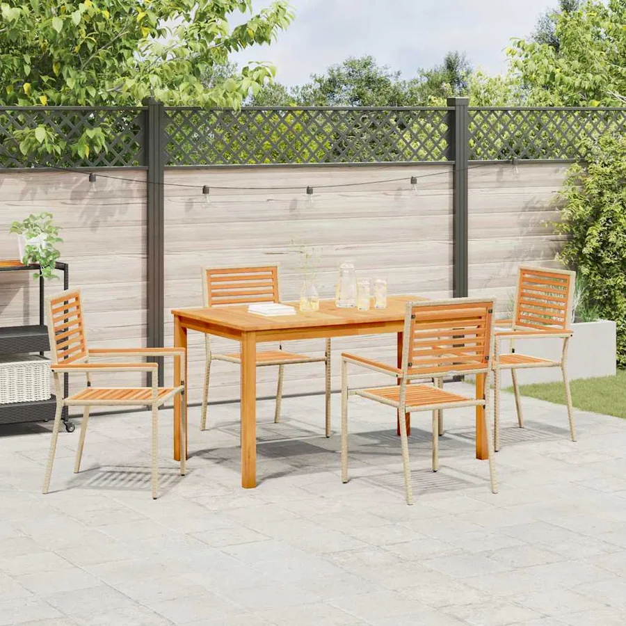 Ensemble de salle à manger pour jardin 5 pcs Beige - 4