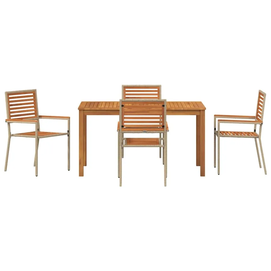 Ensemble de salle à manger pour jardin 5 pcs Beige - 7