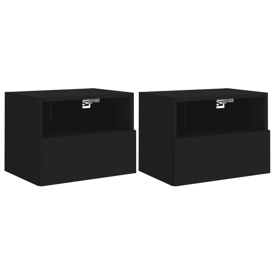 Meubles TV muraux 2 pcs noir 40x30x30 cm bois d'ingénierie - 2