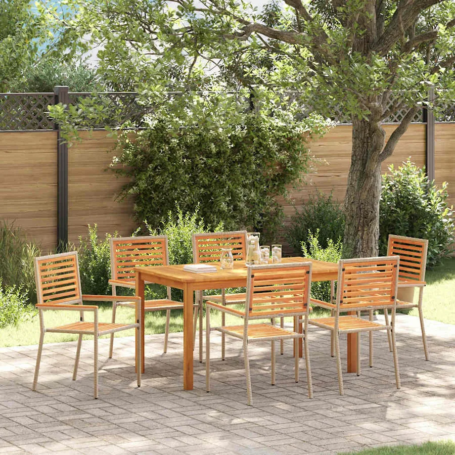 Ensemble de salle à manger pour jardin 7 pcs Beige